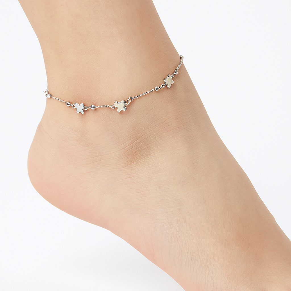 Sleek Heart Link Anklet – Minimal Romance Edit