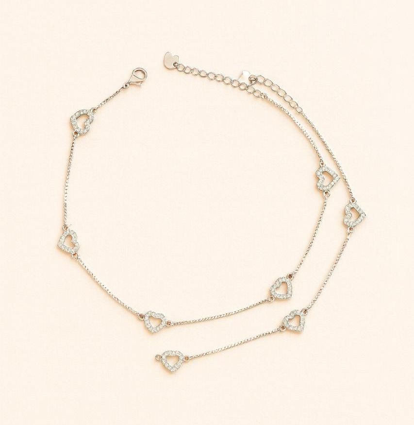 Heart Link Anklet – Dainty Sparkle Series