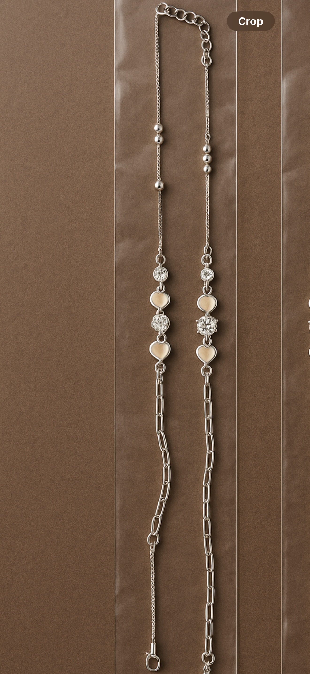 Link Chain Anklet with Floral & Heart