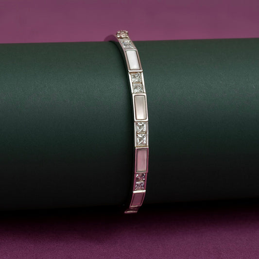 Crystal Studded Silver Bangle