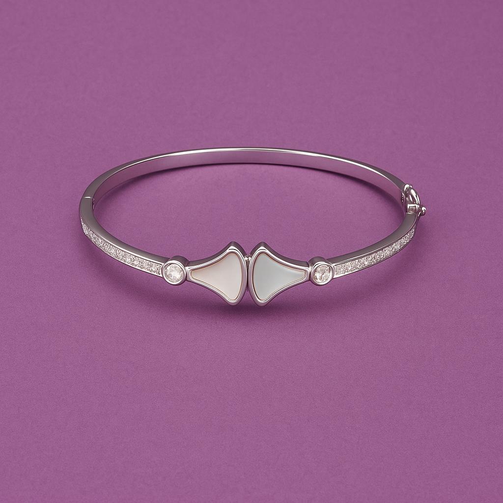 Elegant Silver Twin Petal Kada – 92.5 Silver