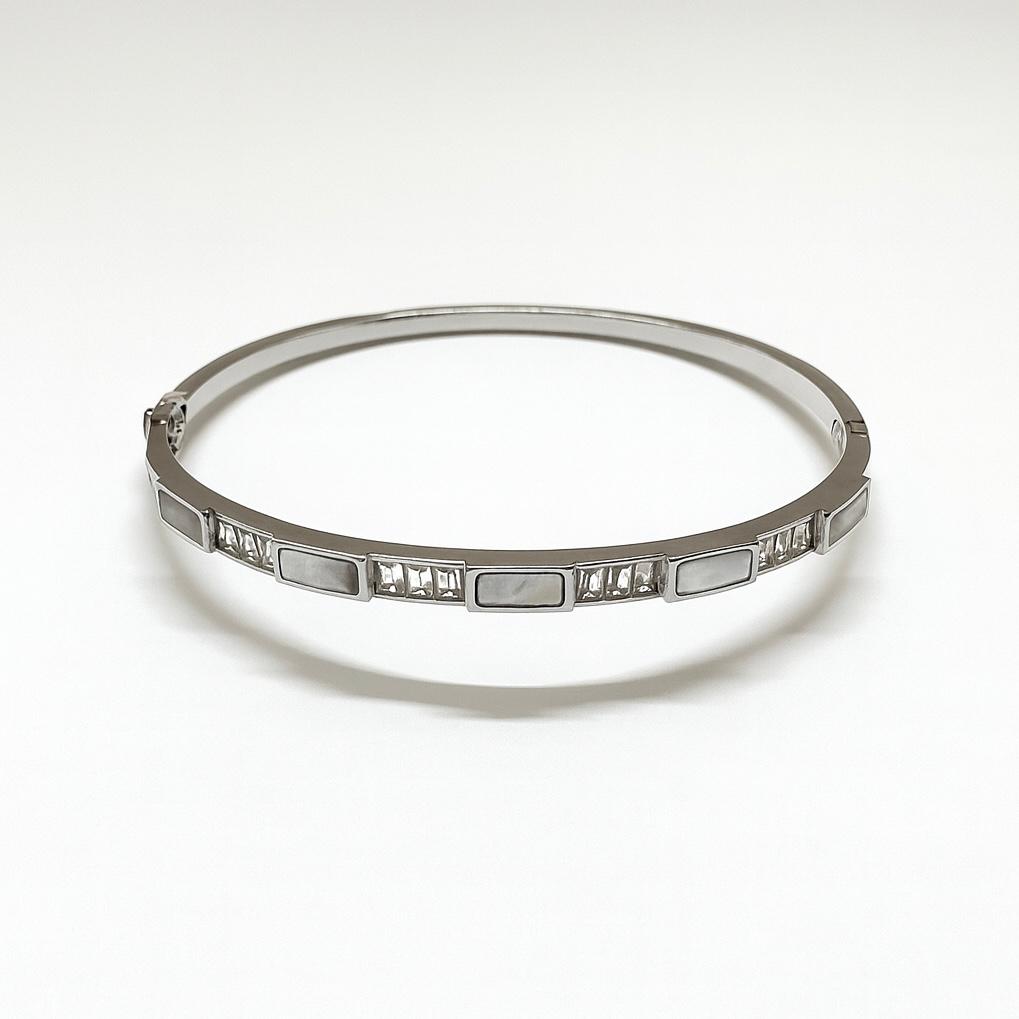 Crystal Studded Silver Bangle