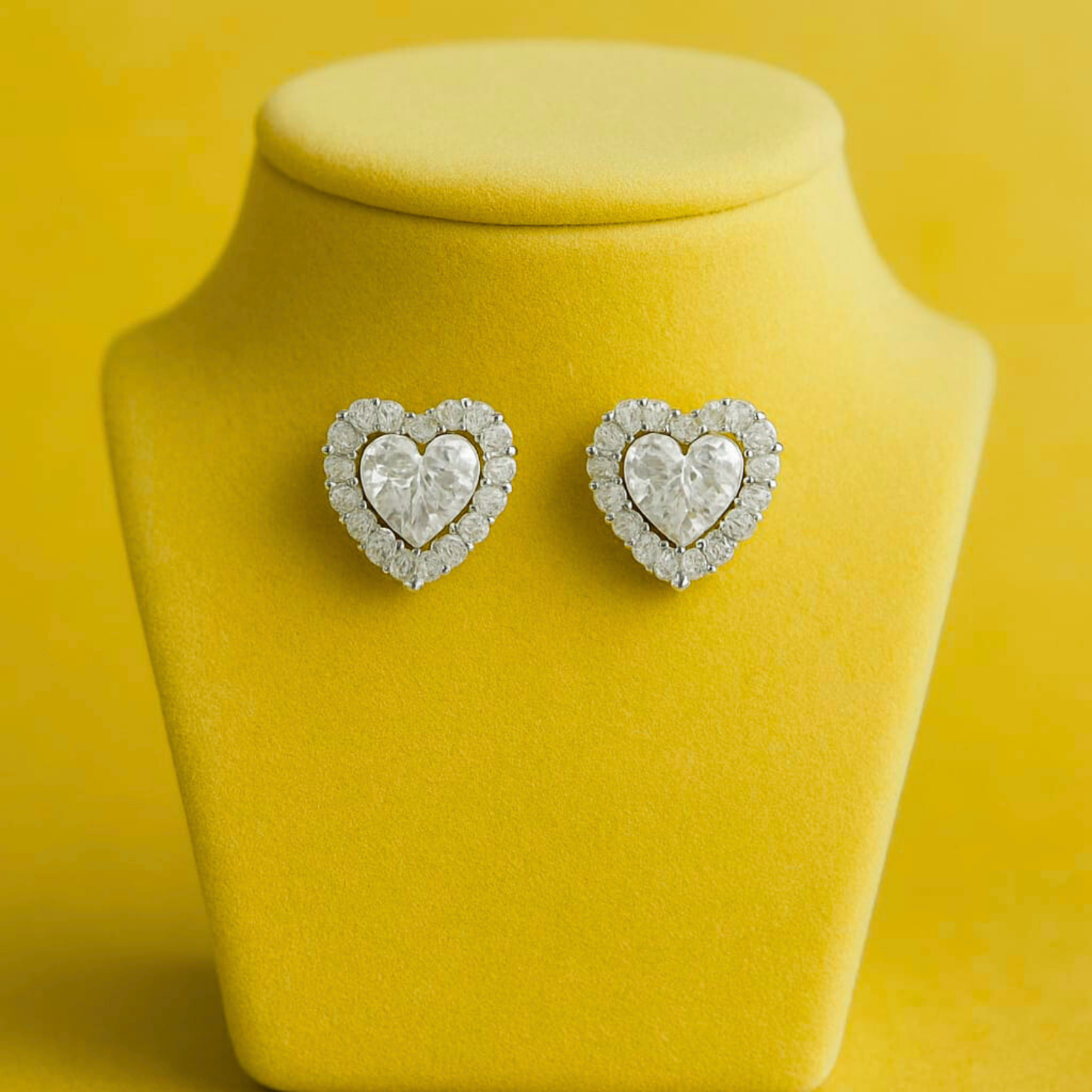 Silver Heart Halo Studio Earrings