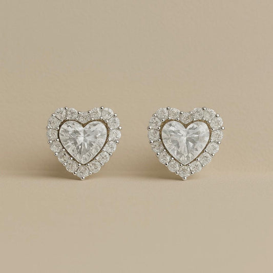 Silver Heart Halo Studio Earrings